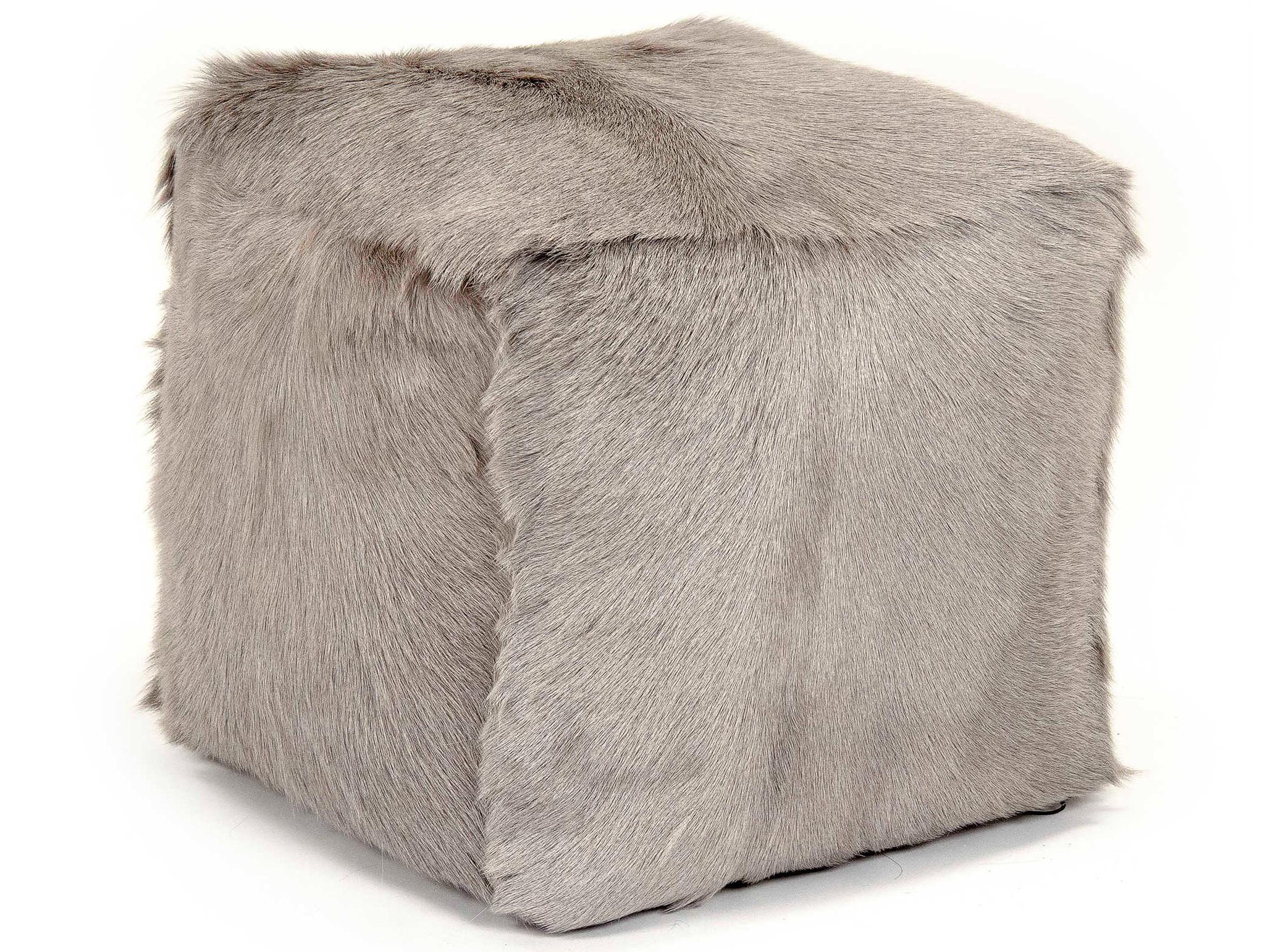 Zentique Light Grey Fur Ottoman