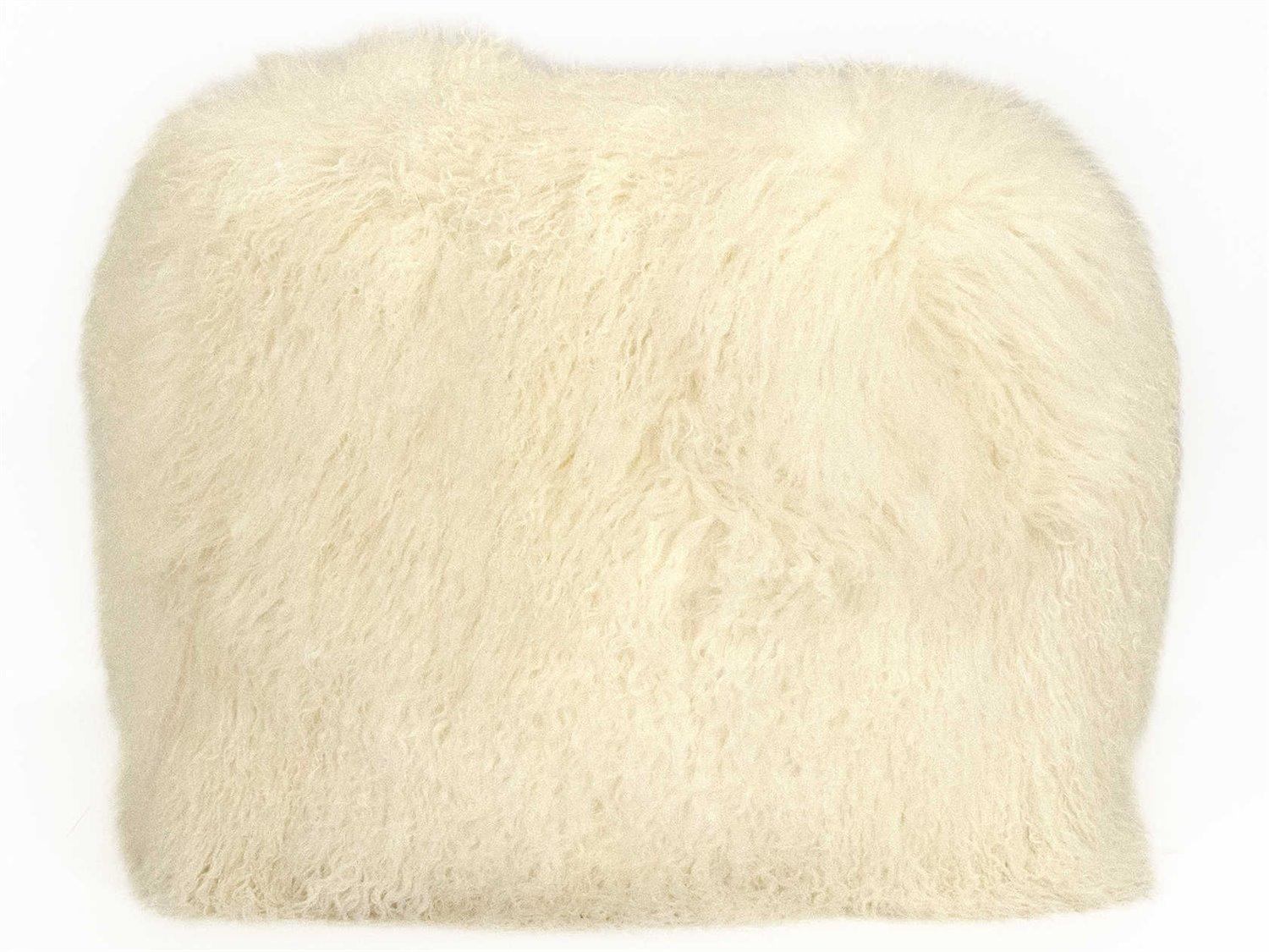 Zentique Tibetan Ivory Lamb Fur Pouf