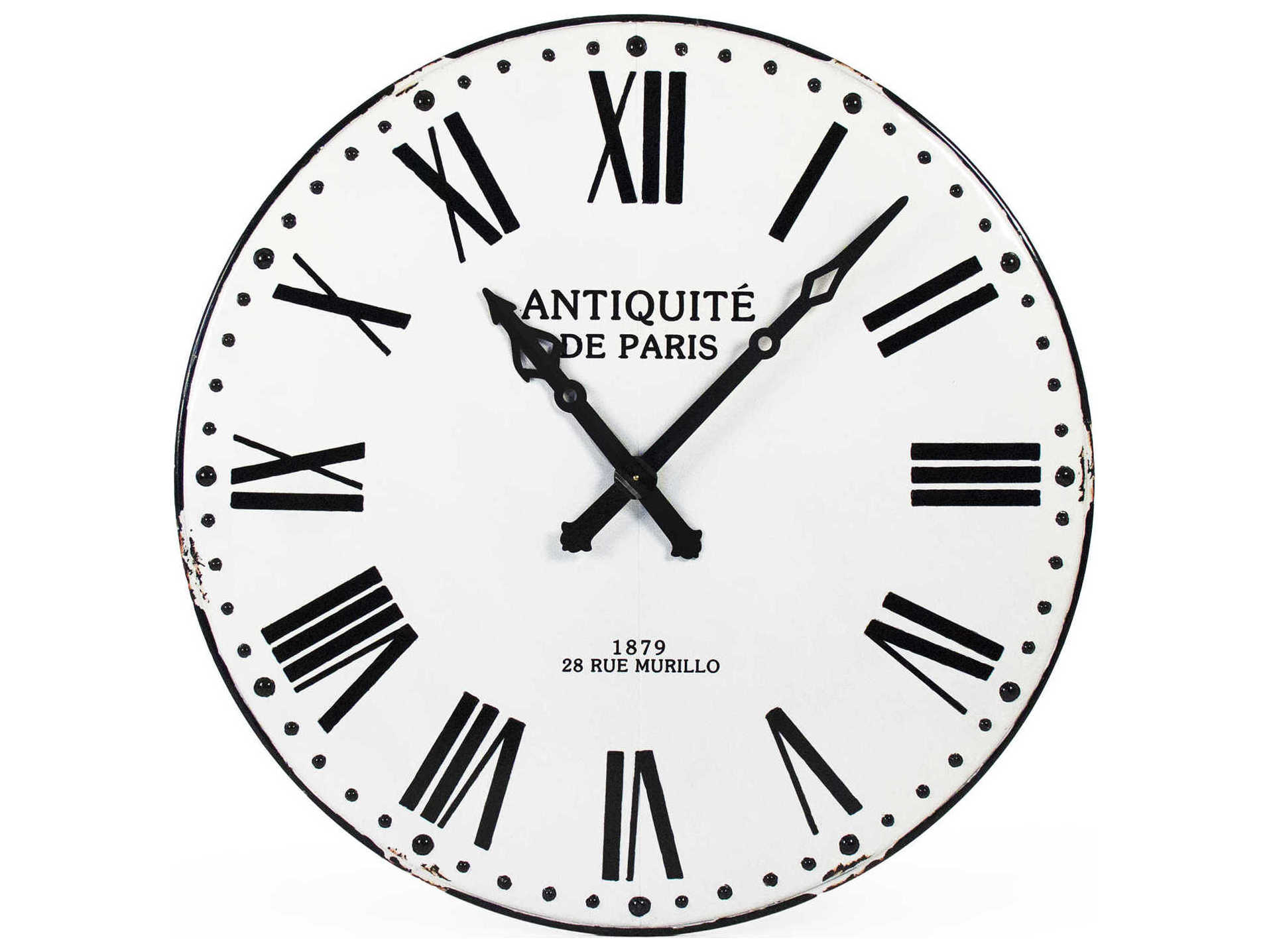 Zentique Distressed White / Black Corvin Wall Clock