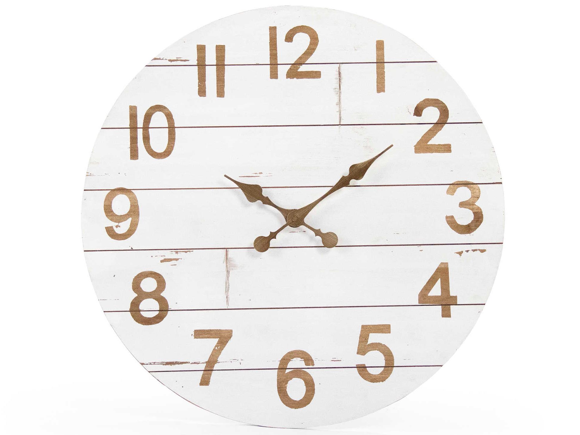 Zentique Distressed White / Light Brown Cheval Wall Clock
