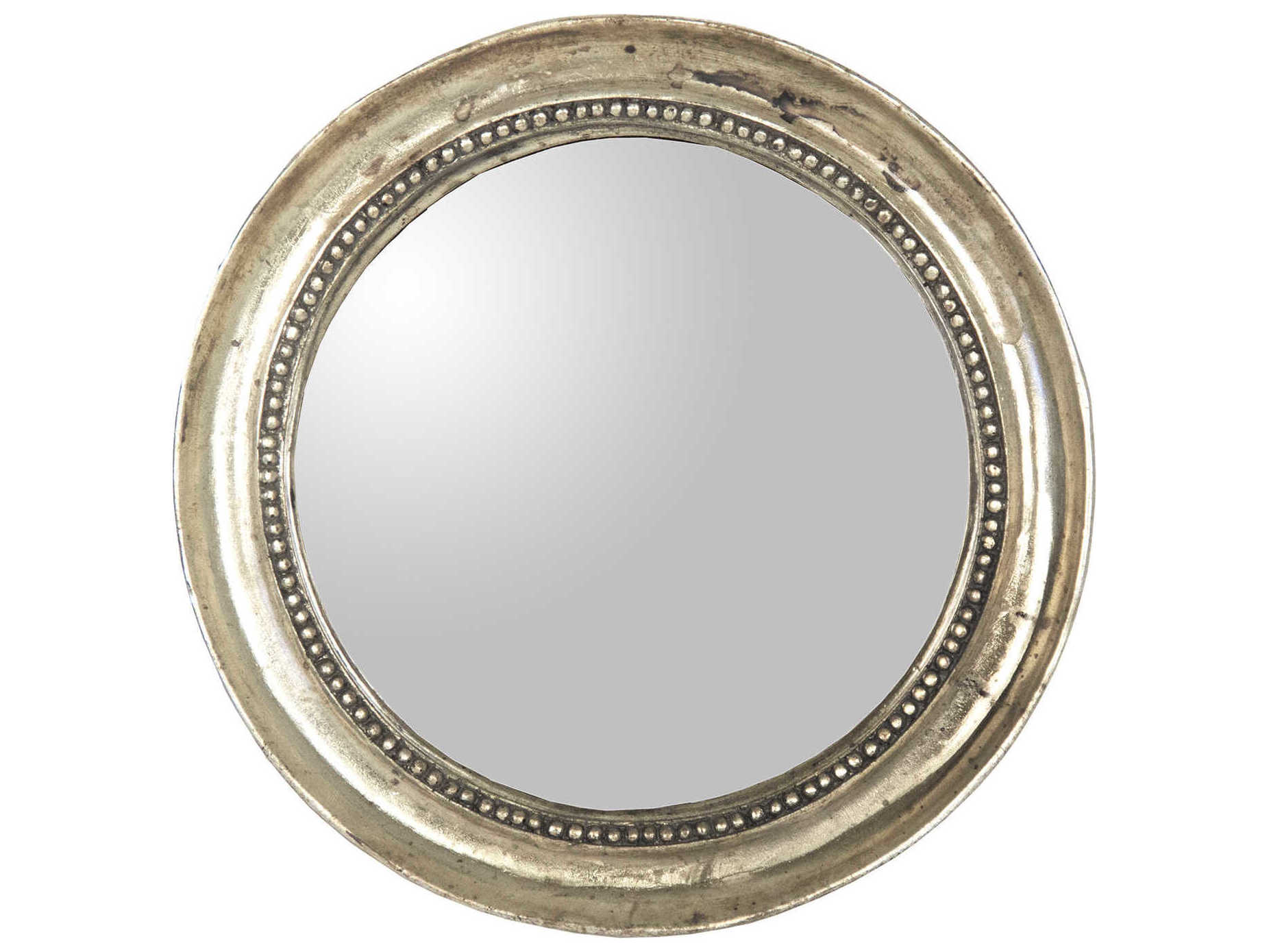 Zentique Angelika Distressed Silver Round Wall Mirror