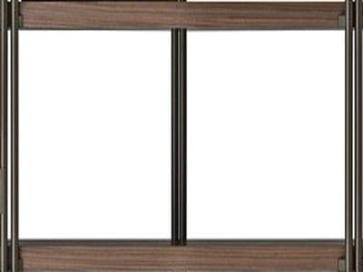 Finish: Bronze with Canabed Walnut Shelves Bookcase