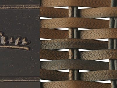 Seating Frame Finish: Midnight Gold with Chestnut Woven