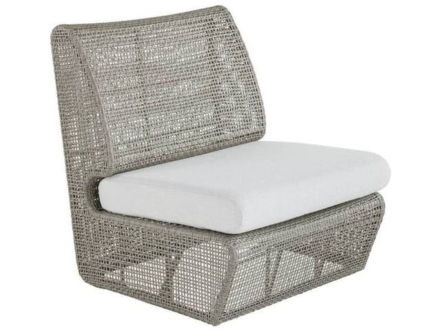 Dupont Weathered Gray Wicker Lounge Chair With Porpoise Cushion