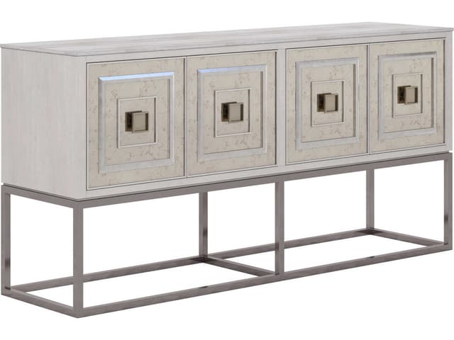 Mezzanine Dove Gray Media Console with Travertine Top