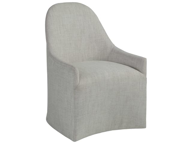 Lily Upholstered Dining Side Chair with Casters in Gray Fabric