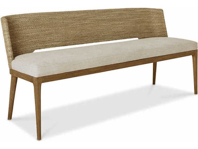 Amalfi 3-Seat Upholstered Accent Bench in Praline Teak with Beach Fabric