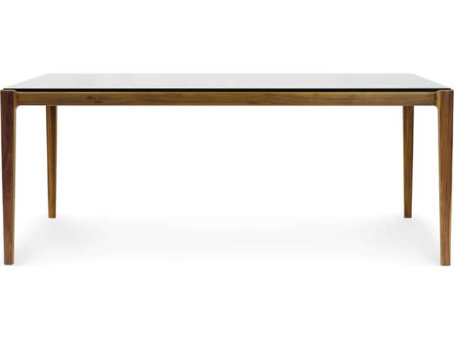 Lisse 72-Inch Rectangle Glass Top Dining Table in Natural Walnut