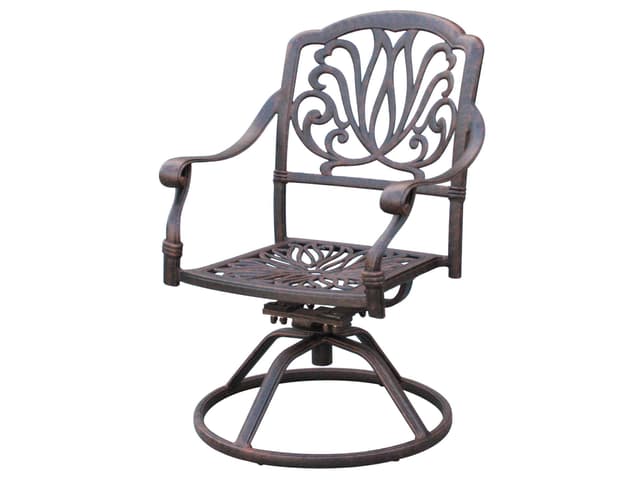 Elisabeth Cast Aluminum Swivel Rocker Dining Armchair in Antique Bronze