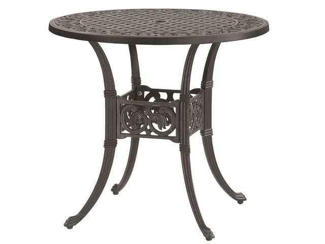 Michigan Cast Aluminum Round Outdoor Patio Dining Table with Umbrella Hole