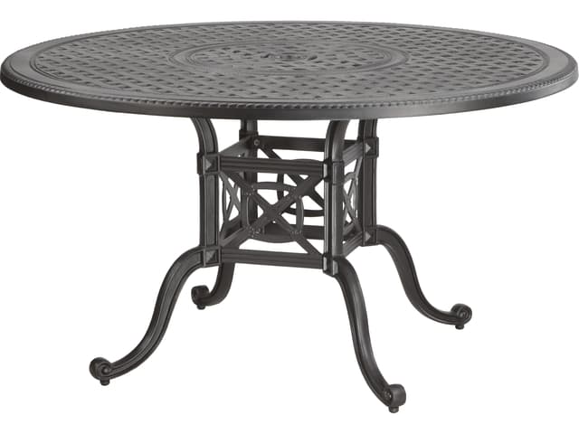 Grand Terrace 48-Inch Round Cast Aluminum Dining Table with Umbrella Hole