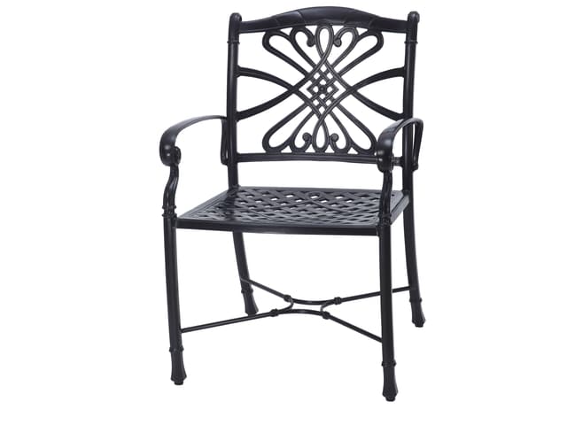 Bella Vista Cast Aluminum Dining Arm Chair in Midnight Gold