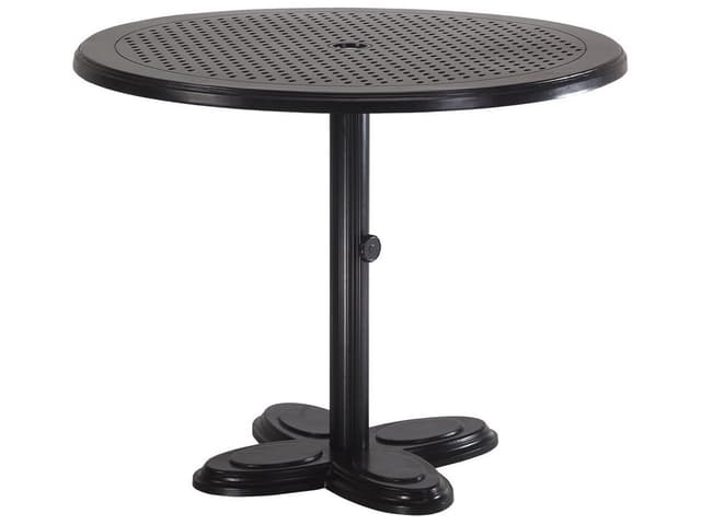 Lotus Cast Aluminum 36-Inch Round Pedestal Table Top with Umbrella Hole