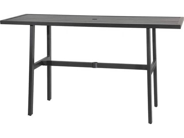 Plank Rectangular Cast Aluminum Counter Table with Umbrella Hole