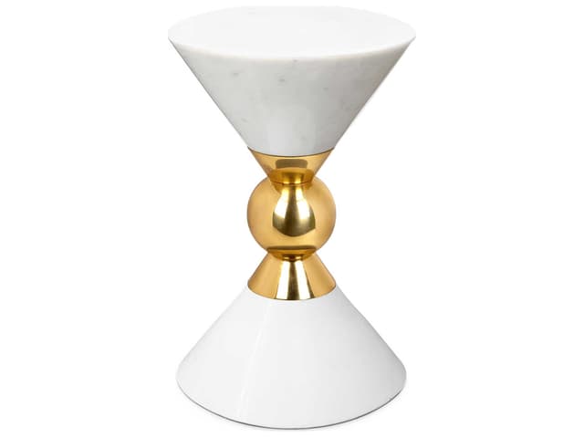 Canaan Round White Marble End Table