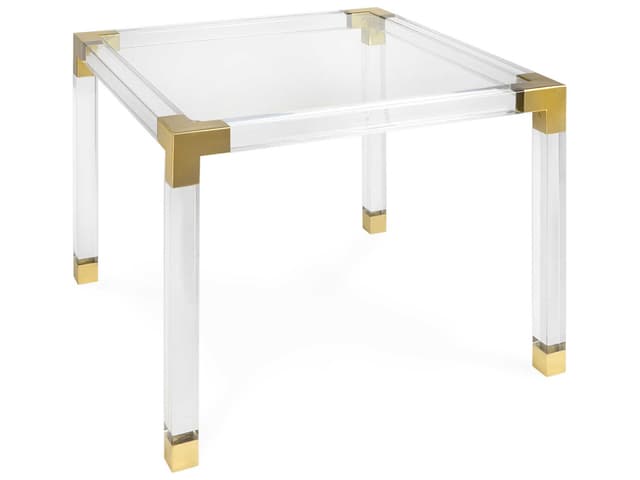 Jacques Square Glass Clear Brass Dining Table