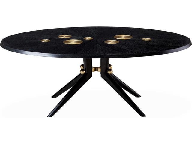 Trocadero Round Wood Ebonized Oak Dining Table
