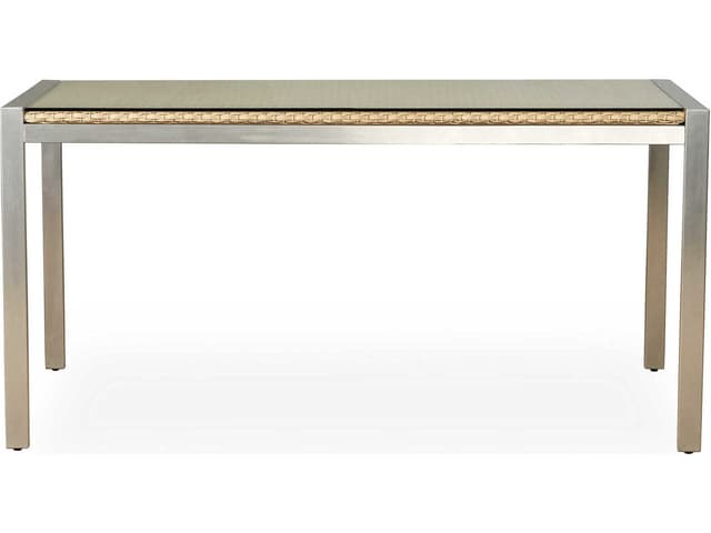 Elements Steel Wicker Rectangular Lay-On Glass Top Patio Dining Table