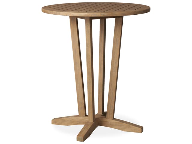 Teak Antique Gray Round Outdoor Patio Bar Table