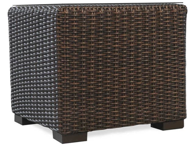 Mesa Wicker Square Glass Top Outdoor End Table