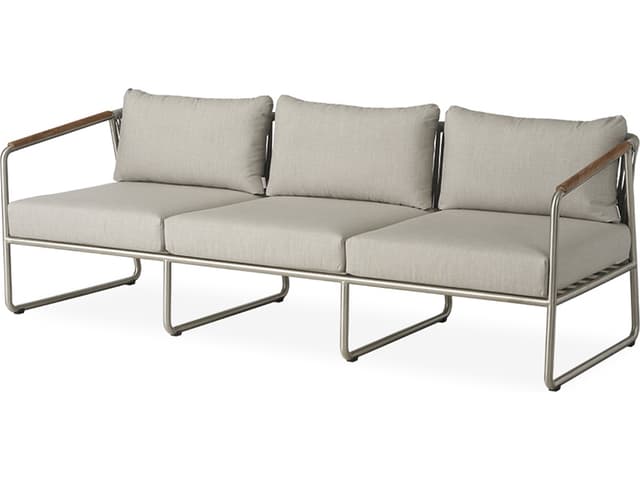 Elevation Stainless Steel Outdoor Sofa with Teak Accents
