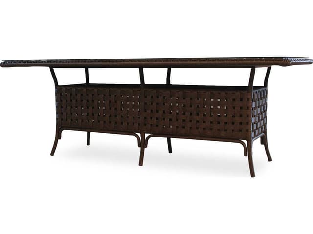 Haven Wicker Rectangular Outdoor Patio Dining Table with Umbrella Hole
