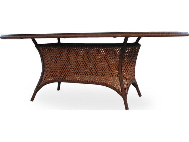 Grand Traverse Wicker Oval Patio Dining Table with Umbrella Hole