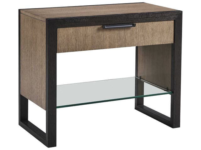 Zanzibar Russo 1-Drawer Open Nightstand in Warm Taupe and Deep Espresso