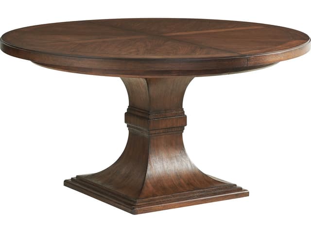 Palo Alto Round Extendable Dining Table in Walnut with Pedestal Base