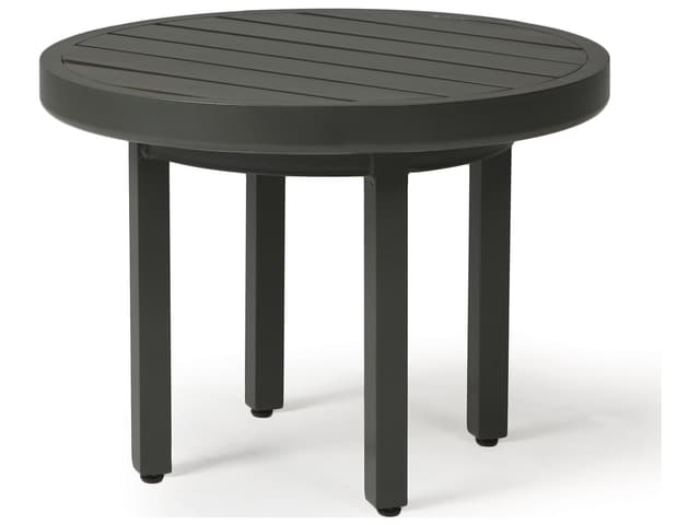 Trinidad Round Slatted Top Patio End Table