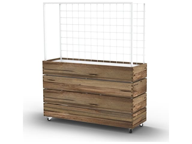 Aiko Planter Divider with Drift Look Teak and Black Aluminum