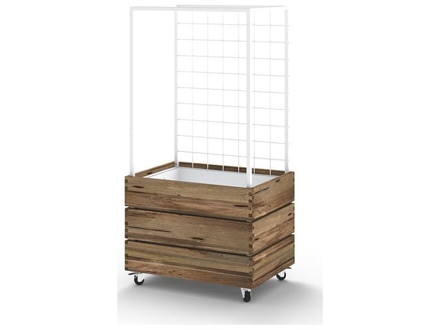 Aiko Rectangular Teak Aluminum Planter with Trellis