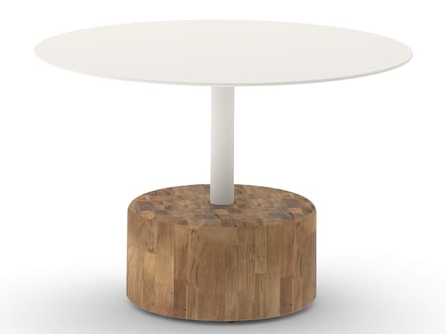 Glyph 24-Inch Round Aluminum Teak Low Table