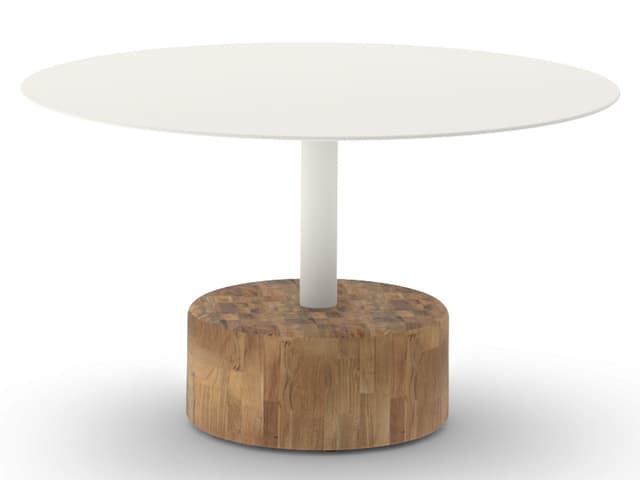 Glyph 31.5-Inch Round Aluminum and Teak Low Table