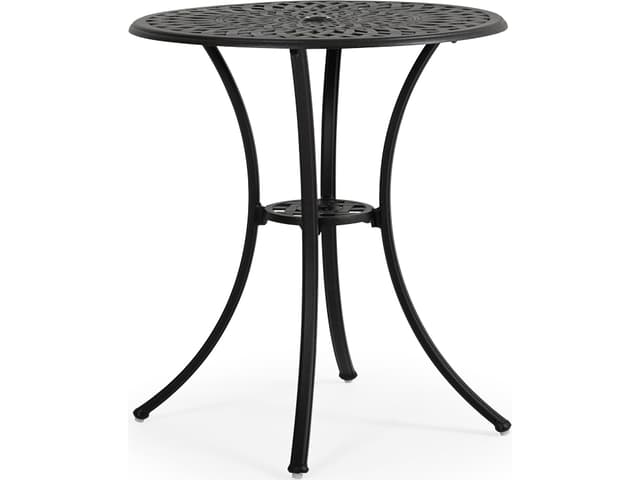 Oxford Cast Aluminum Weathered Black Round Patio Counter Table with Umbrella Hole