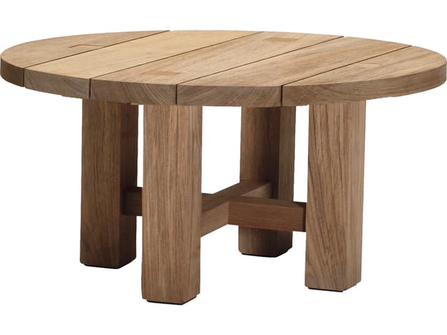 Croquet Teak 40 Inch Round Coffee Table in Natural Teak
