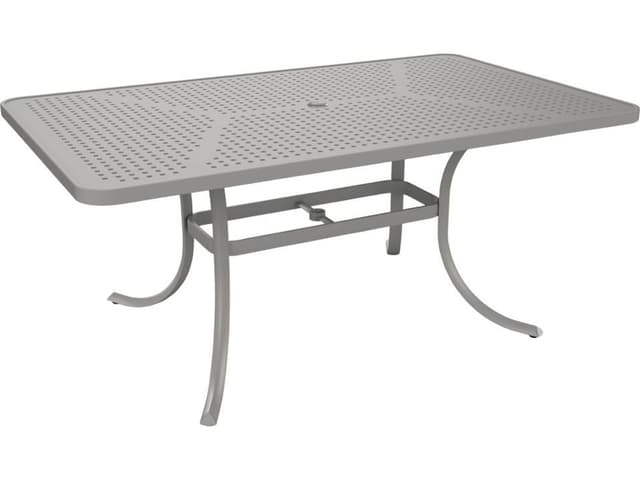 Patterned Boulevard Aluminum Rectangular Outdoor Dining Table with Umbrella Hole