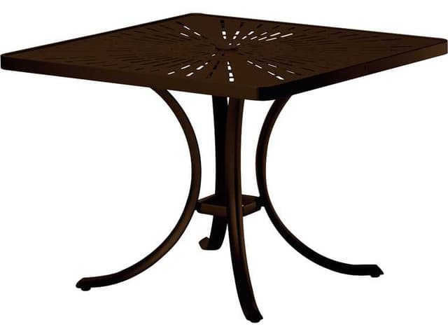 La Stratta Aluminum Square Outdoor Patio Dining Table with Umbrella Hole