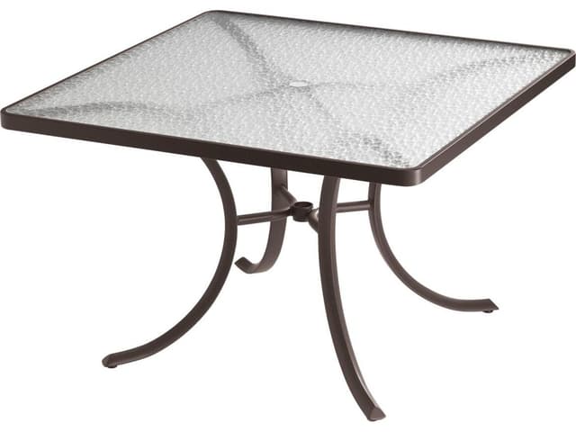 Acrylic Cast Aluminum Square Outdoor Dining Table with Umbrella Hole