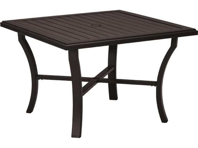 Banchetto Slat Aluminum Square Outdoor Dining Table with Umbrella Hole