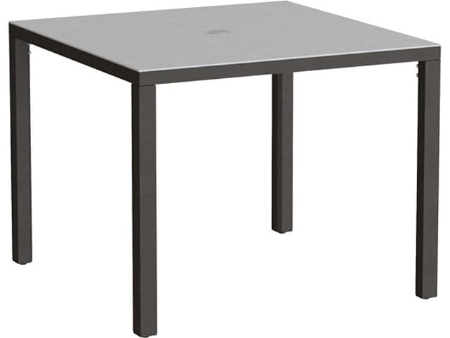 Parson Solid Top Aluminum 37" Square KD Dining Table with Umbrella Hole