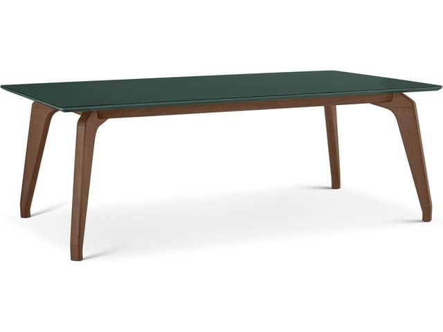 Modern Brazilian Rectangular Glass Floresta Green Dining Table