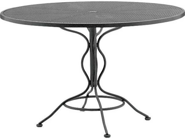 Wrought Iron Mesh Round Outdoor Dining Table with Umbrella Hole