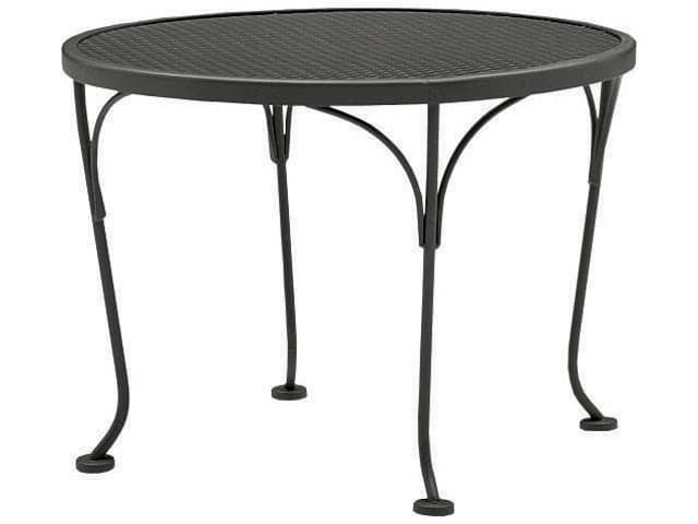 Wrought Iron Mesh Round Patio End Table