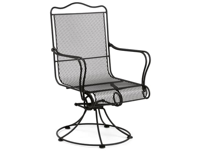 Tucson Wrought Iron High Back Swivel Rocker Outdoor Patio Dining Arm Chair