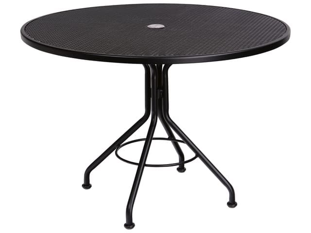 Wrought Iron Mesh Round Patio Dining Table with Umbrella Hole