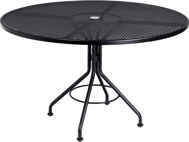 Wrought Iron Mesh Round Outdoor Dining Table with Umbrella Hole