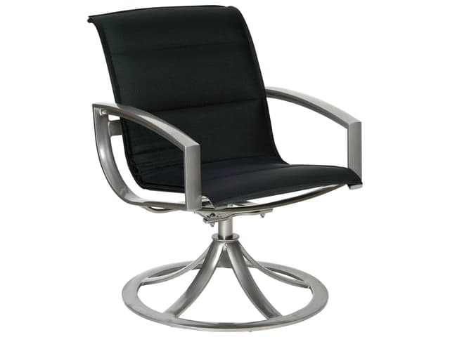 Metropolis Padded Sling Aluminum Swivel Patio Dining Arm Chair