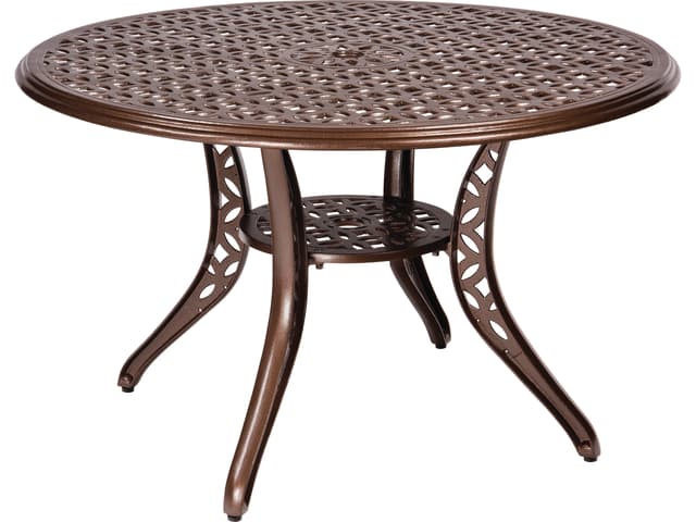 Casa 48-Inch Round Cast Aluminum Dining Table with Umbrella Hole