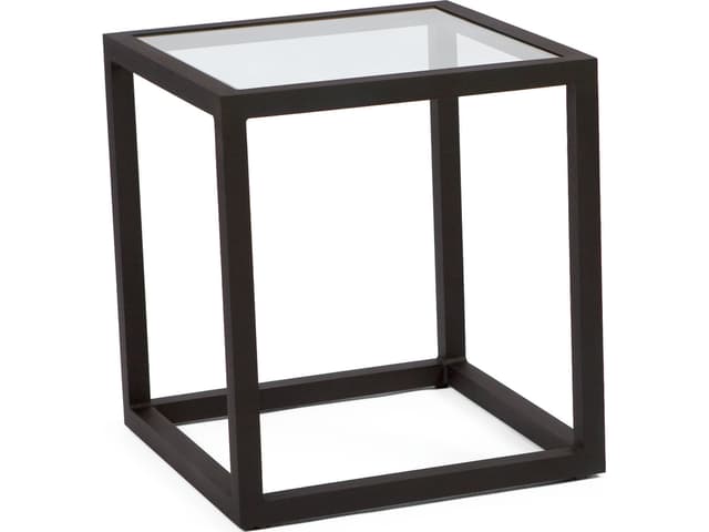 Salona By Joe Ruggiero Aluminum Square Glass Top Outdoor End Table